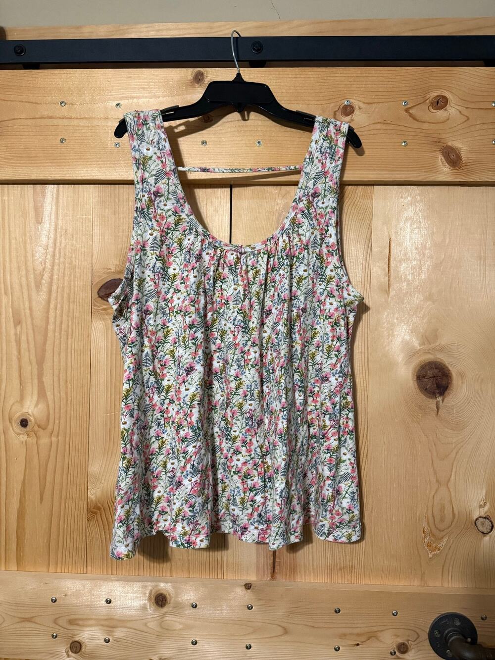 Natural Life Floral Flowy Tank Women’s Size M 100% Cotton Cottage Boho